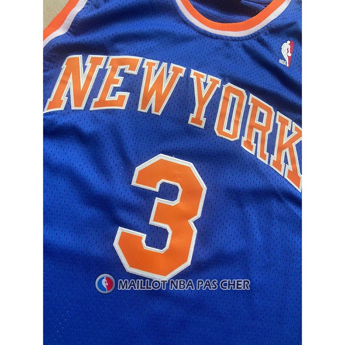 Maillot New York Knicks John Starks NO 3 Mitchell & Ness Hardwood Classics Bleu